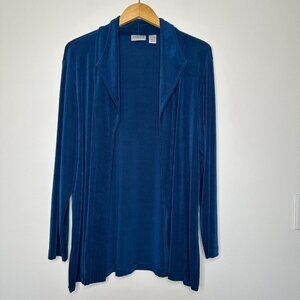 Chicos Travelers Cardigan Size XL Blue Slinky